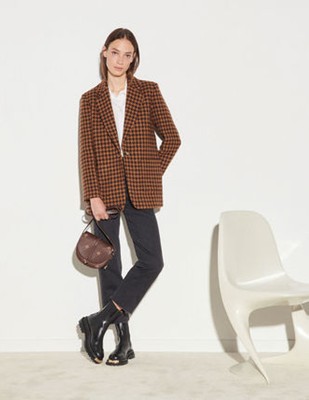 sandro 砂子ロ Houndstooth check tailored jacket上衣