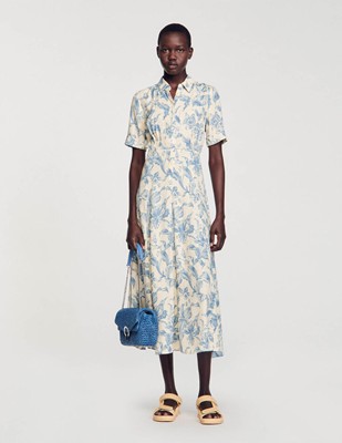 SANDRO 砂子ロ Floral Shirt Dress 衣裳 御召しもの