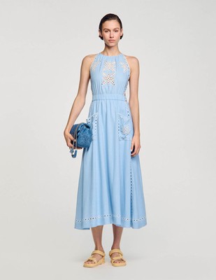 SANDRO 砂子ロ Broderie Anglaise Maxi Dress 衣裳 御召しもの