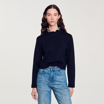 SANDRO 砂子ロ Ruffled-Neck Sweater プルオーバー