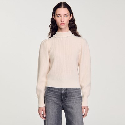 SANDRO 砂子ロ Ribbed Wool and Cashmere Sweater プルオーバー