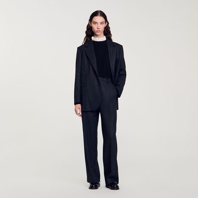 SANDRO 沙子ロ Striped trousers ズボン下