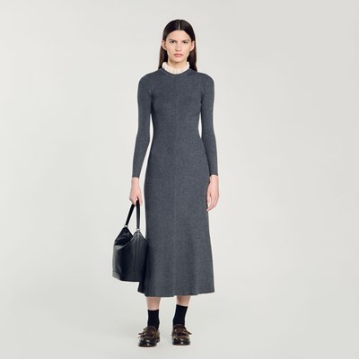 SANDRO 砂子ロ Knit maxi dress 衣裳 御召しもの