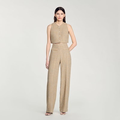 SANDRO 砂子ロ Straight-leg tweed trousers ズボン下