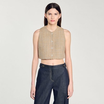 SANDRO 砂子ロ Tweed Vest ノースリーブ より良い