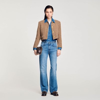SANDRO 砂子ロ Short checked jacket 上衣