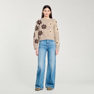 SANDRO 砂子ロ Floral knit sweater プルオーバー