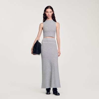 SANDRO 砂子ロ Sleeveless knitted crop top トップス ノースリーブ