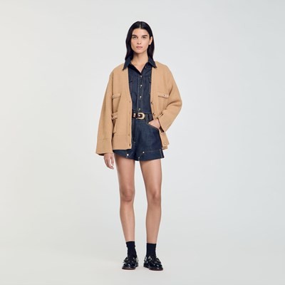 SANDRO 真砂ロ Long wool cardigan ジレー