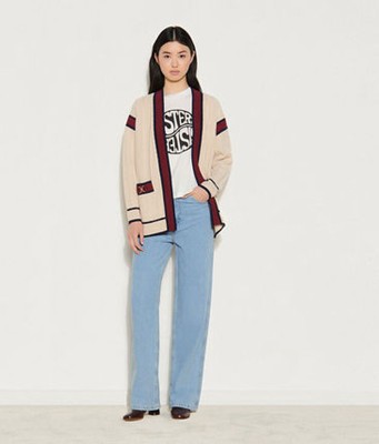 sandro 真砂ロ Cable knit cardigan ジレー