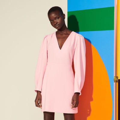 sandro 砂子ロ Short dress with pleats and drapin 衣裳