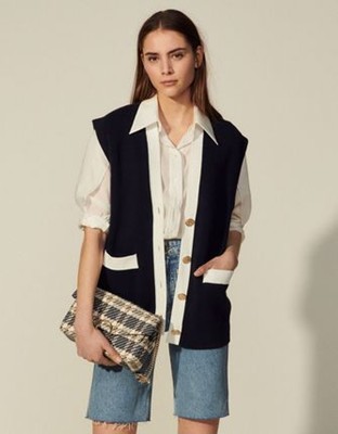 sandro 真砂ロ Oversized sleeveless coatigan トップス
