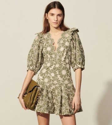 sandro 砂子ロ Short dress インチ embriodered fabric 衣裳