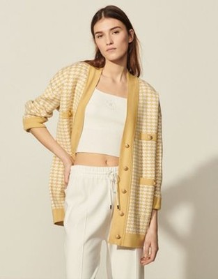 sandro サンドロ Long houndstooth cardigan カーディガン|AYA-FARM店