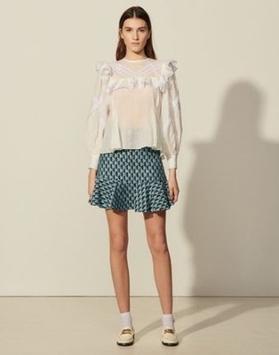 sandro 砂子ロ Top with braid trim and ruffles トップス