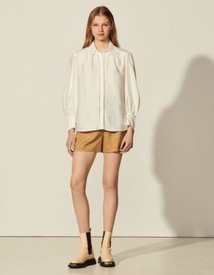 sandro 砂子ロ Shirt with lace collar トップス