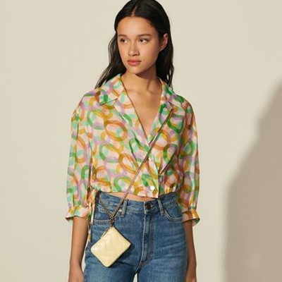 sandro 砂子ロ Printed voile shirt トップス