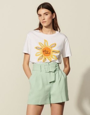 sandro サンドロ Shorts with wide belt ショーツ|AYA-FARM店