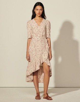sandro 真砂ロ Long printed asymmetric dress 衣装