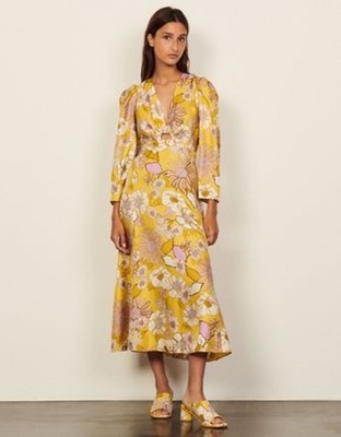 sandro 砂子ロ Long silk printed dresses 衣裳