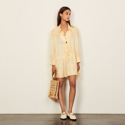 sandro 砂子ロ Short tie-dye silk dress 衣裳