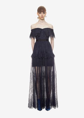 Self-Portrait セルフすがた絵 navy off shoulder maxi 衣装