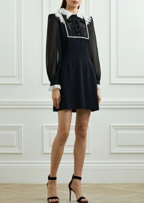 Self-Portrait セルフすがた絵 Monochrome Diamante Trim Mini Dress 衣装