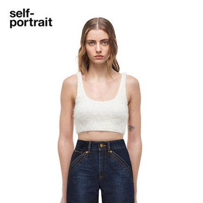 Self-Portrait セルフポートレート White Fluffy Cropped Top トップス セルフポートレイト｜AYA-FARM店