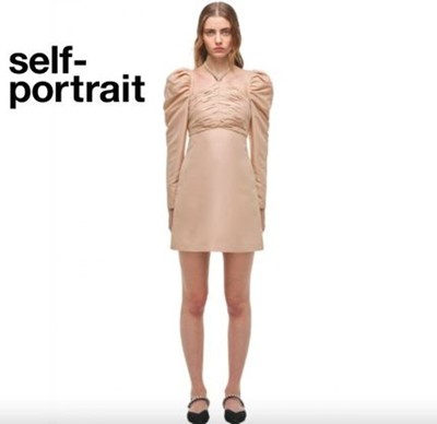 Self-Portrait セルフすがた絵 Taupe Taffeta Mini Dress 衣装