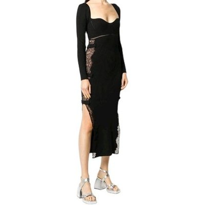 Self-Portrait セルフすがた絵 Black Knit Lace Midi Dress 衣裳