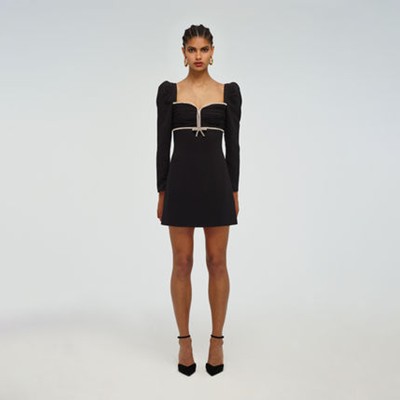 Self-Portrait セルフすがた絵 Black Crepe Diamante Mini Dress 衣裳