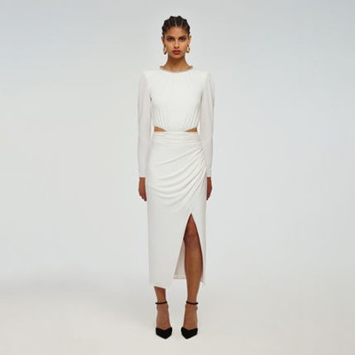 Self-Portrait セルフすがた絵 White Cut Out Midi Dress 衣裳