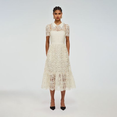 Self-Portrait セルフすがた絵 Ivory Guipure Midi Dress 衣裳