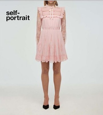 Self-Portrait セルフすがた絵 Pink Broderie Chiffon Mini Dress 衣装