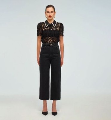 Self-Portrait セルフすがた絵 Black Guipure Lace Top トップス