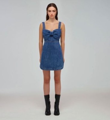 Self-Portrait セルフすがた絵 Blue Denim Bow Mini Dress 衣装