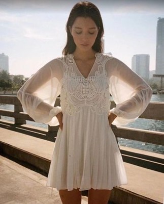 Self-Portrait セルフすがた絵 White Macrame Lace Georgette Mini Dress 衣装
