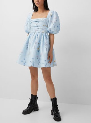 Self-Portrait セルフすがた絵 Blue Floral Watercolour Taffeta Mini Dress 衣装