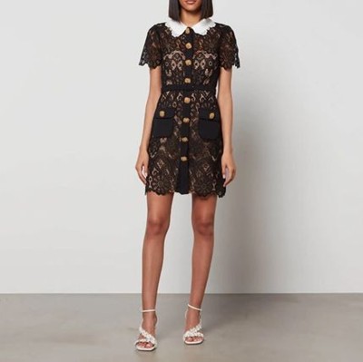 Self-Portrait セルフすがた絵 Black Floral Guipure Mini Dress 衣装