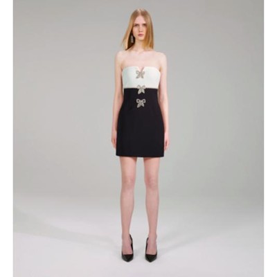 Self-Portrait セルフすがた絵 Black And White Crepe Bow Mini Dress 衣装