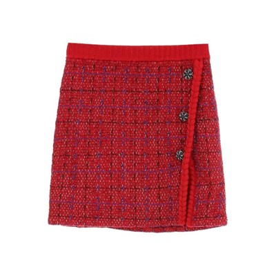 Self-Portrait セルフすがた絵 Red Melange Knit Mini Skirt スコート