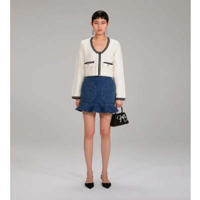 Self-Portrait セルフポートレート Ivory Tape Knit Cardigan カーディガン セルフポートレイト|AYA-FARM店