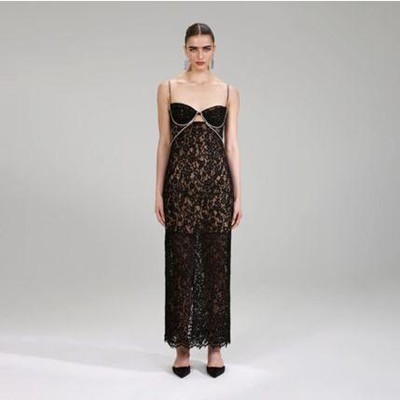 Self-Portrait セルフすがた絵 Black Fine Lace Maxi Dress 衣装