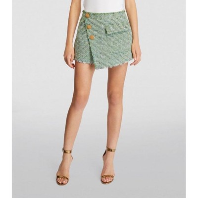 Self-Portrait セルフすがた絵 Green Boucle Cropped Skort スコート
