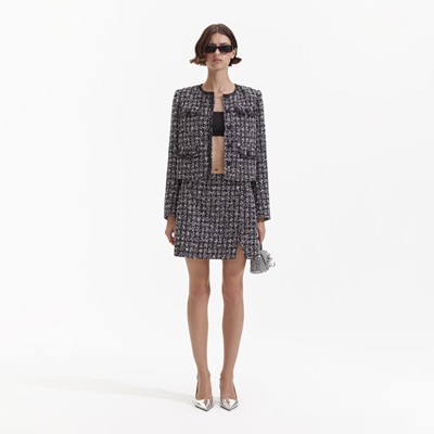 Self-Portrait セルフすがた絵 BLACK CHECK BOUCLE JACKET