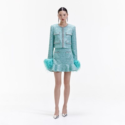 Self-Portrait セルフすがた絵 BLUE BOUCLE MINI SKIRT