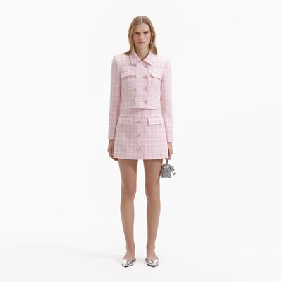 Self-Portrait セルフすがた絵 PINK BOUCLE COLLAR JACKET