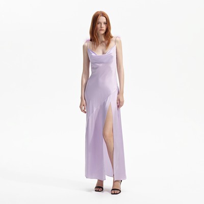Self-Portrait セルフすがた絵 LILAC SILK FEATHER MAXI DRESS
