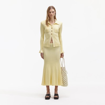Self-Portrait セルフすがた絵 YELLOW RIBBED VISCOSE KNIT TOP トップス