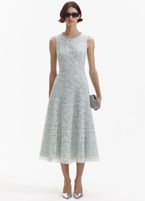 Self-Portrait セルフすがた絵 Green Cord Lace Midi Dress 衣装
